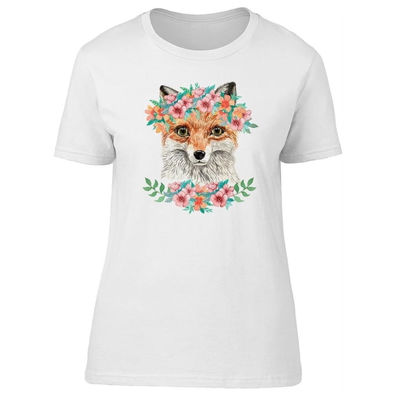 Fox With A Floral Crown T-Shirt Women -Image by Shutterstock, Female x-Large