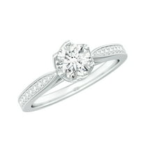 Rosec Jewels Lab Created Round Engagement Ring 5 MM - 0.5 Ct - EF-VS Quality Certified, 925 Sterling Silver, US 4.00