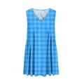 thumbnail image 3 of Sakmal Casual Dresses for Women Plaid Pleated Loose Fit Comfort Fit Blue Sleeveless Mini Slip Dress, 3 of 5