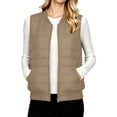 thumbnail image 3 of Womens Crewneck Quilted Vest Zip Up Padded Sleeveless Quilted Coat Outerwear with Pockets for Fall Winter Outdoor Casual Daily Wear, 3 of 10