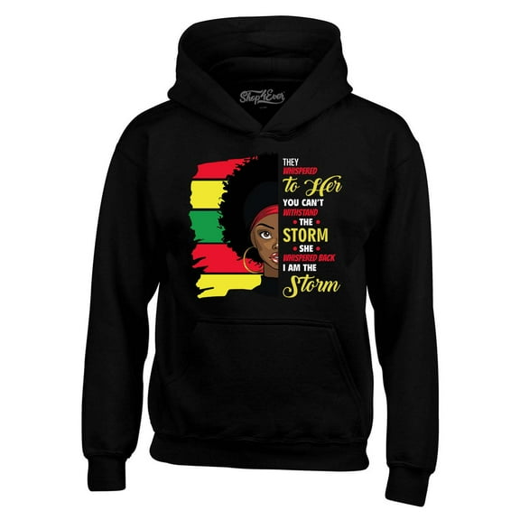 Shop4Ever Men's She Whispered I am The Storm African Juneteenth Hooded Sweatshirt Hoodie X-Large Black