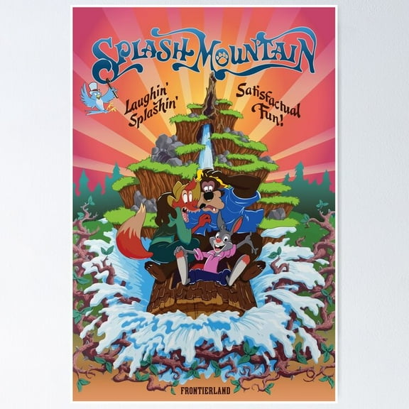 Poster Splash Mountain - No Framed, Vintage Wall Art, Trendy Retro Print, Positive Quote Poster, Room Decor, Wall Art, Poster Only