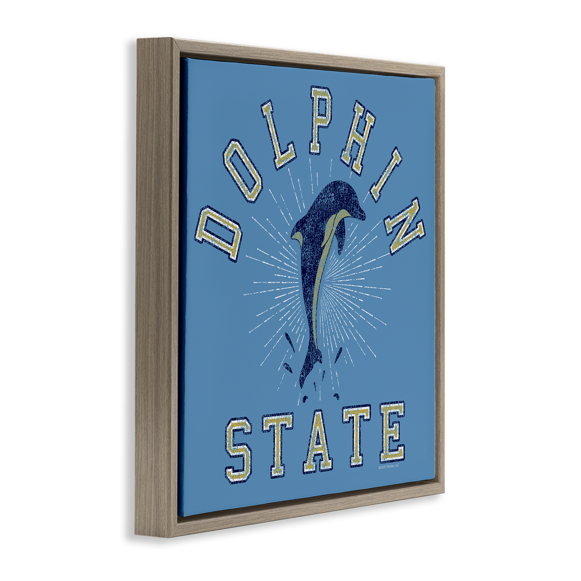 Stupell Industries Vintage Dolphin State Novelty & Humor Painting Brown Floater Framed Canvas Art Print Wall Art, 25 x 25