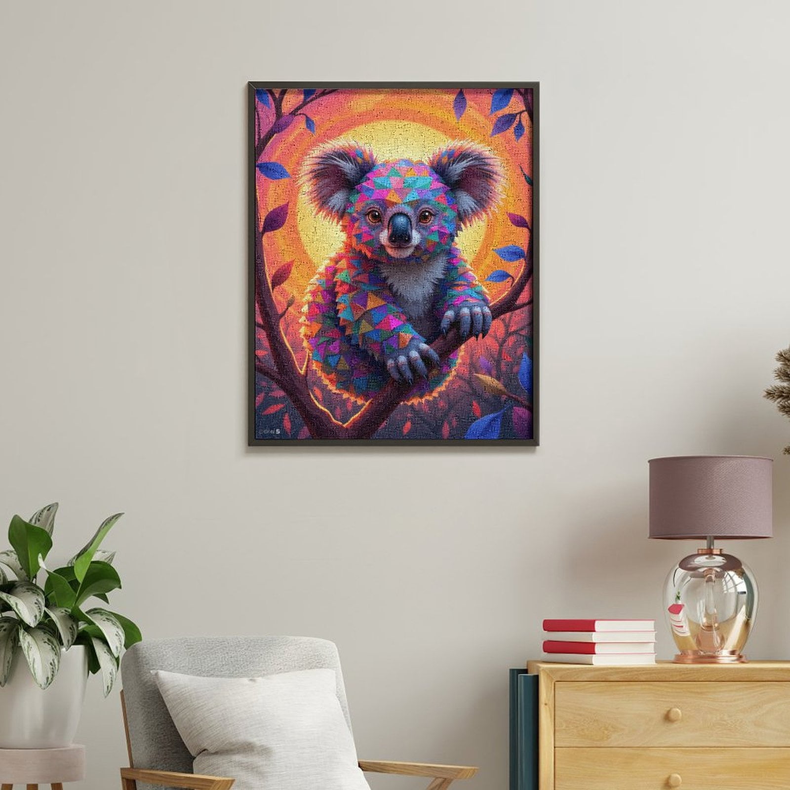 Paint By Numbers Kit for Adults Beginner - DIY Colorful Koala Geometric Art Scene Canvas Painting Kits for Adults, Frameless Paint By Number for Adults for Home Wall Decor 16x20 Inch