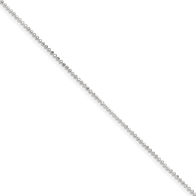 925 Sterling Silver 1.05mm Square Beaded Chain Anklet