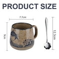 thumbnail image 2 of Taza Taza de Leche de cerámica con Tapa y Cuchara, Taza de capuchino de cerámica tosca 400 ml, Taza Japonesa Taza de Agua Pintada a Mano Taza de Desayuno Grande bajo vidriado, 2 of 6