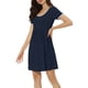 thumbnail image 4 of Vestido de salón para mujeres Inspire Chic, camisones de noche, pijamas de color sólido, cuello redondo, camisones de noche, S azul oscuro, 4 of 5