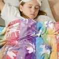 thumbnail image 3 of Glow in The Dark Throw Blanket 50" x 60"， Unicorn Luminous Plush Blankets Soft Glowing Throw Gift for Kids Girls Boys Teens Age 1-13 Years Old, 3 of 7