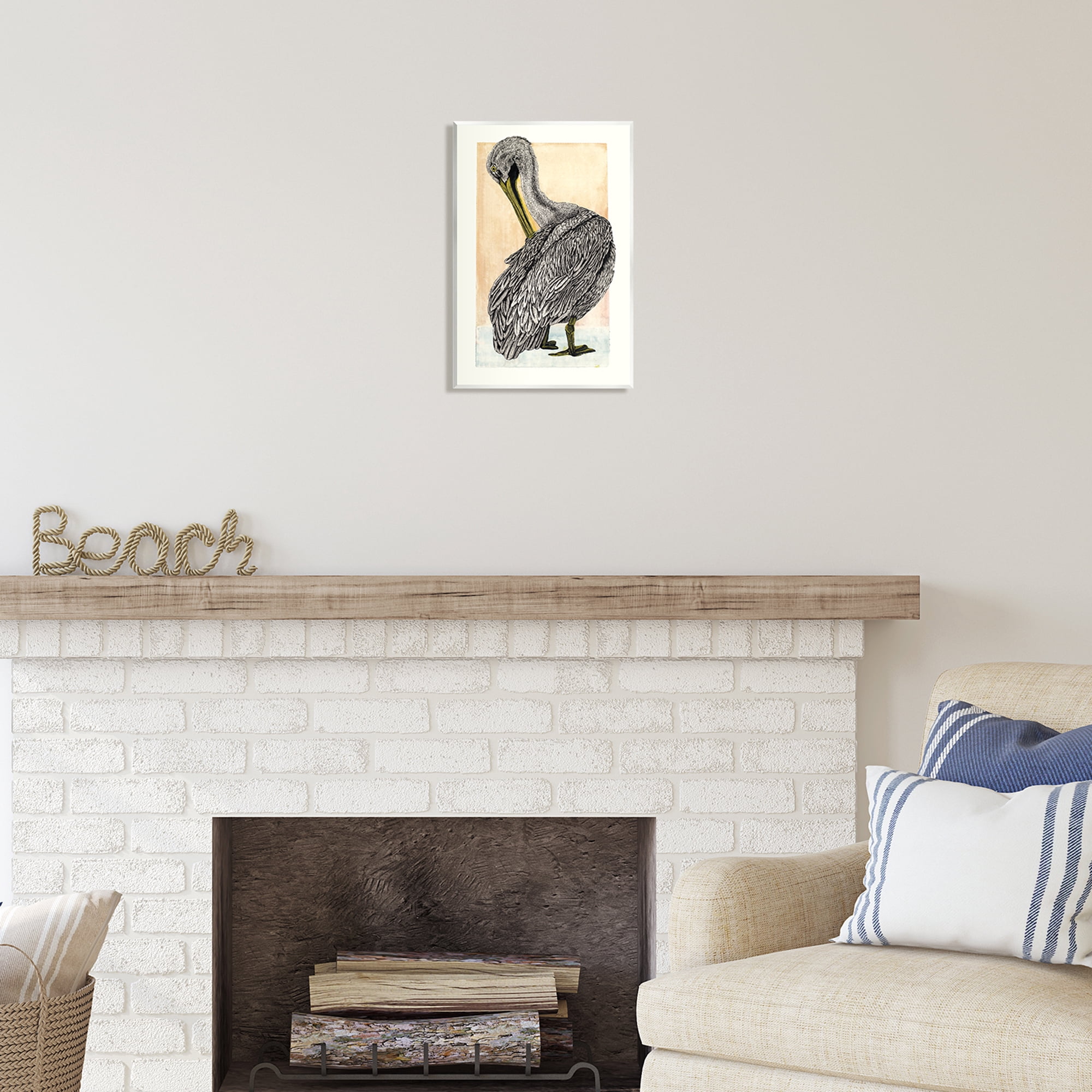 Stupell Industries Detailed Pelican Drawing Animals & Insects Drawing Unframed Art Print Wall Art, 10 x 15