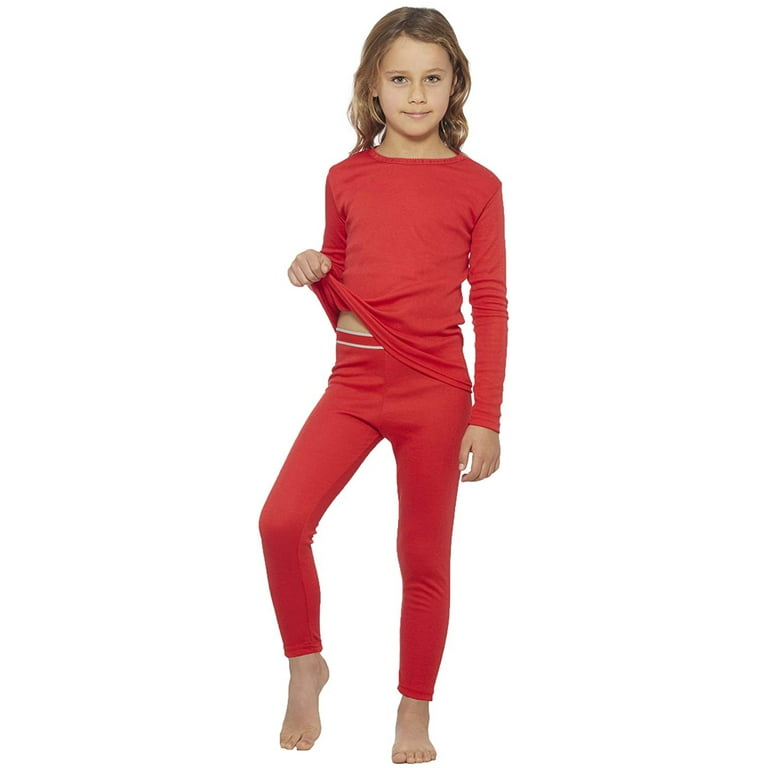 Rocky Girls Thermal Underwear Top & Bottom Set Long Johns for Kids, Red XL  