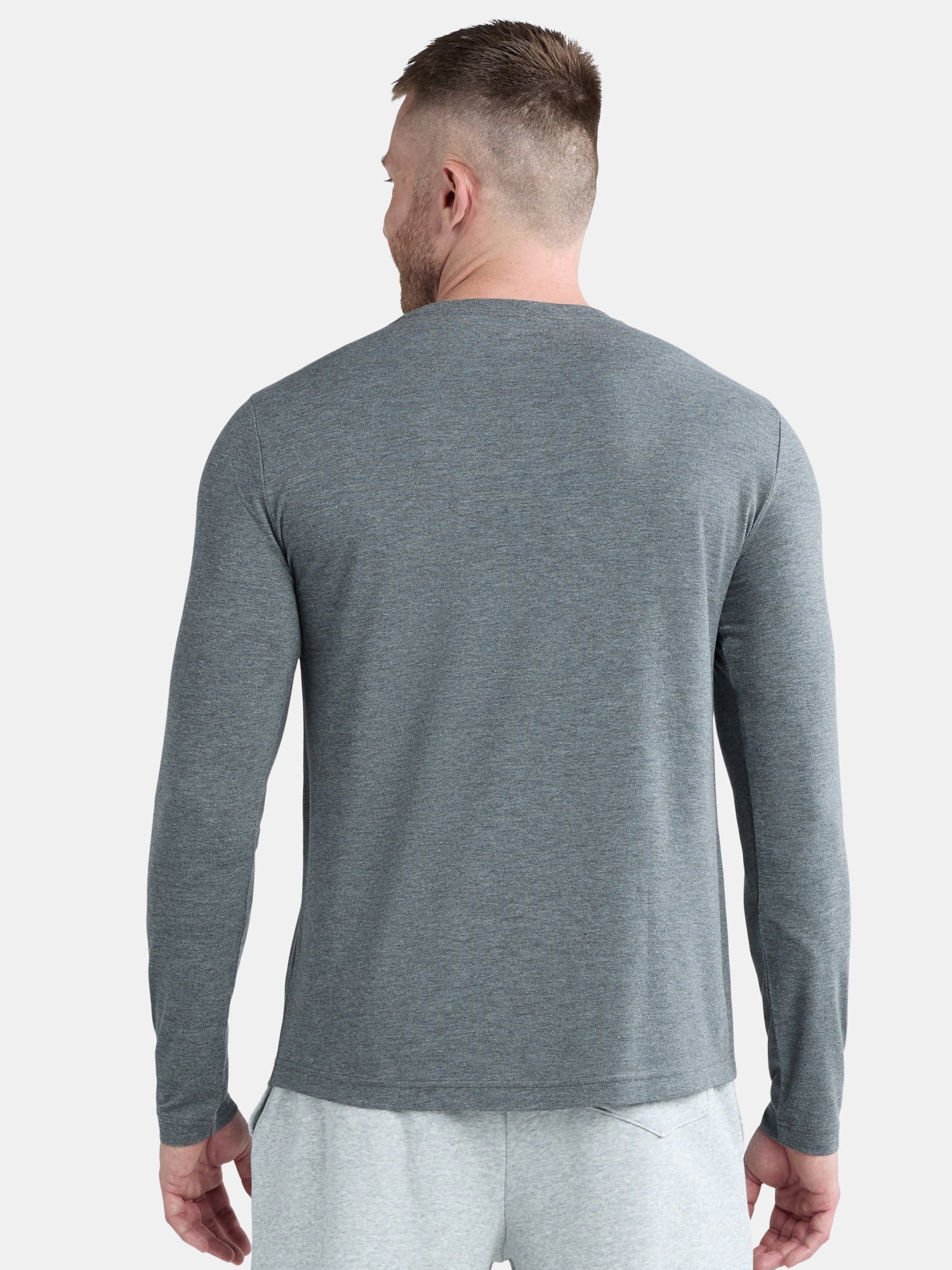 Athletic Works Men's and Big Men's Tri Blend Long Sleeve Pocket Tee, Sizes XS-5XL