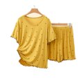 thumbnail image 3 of Asxite Pajamas for Women Set Star Print Crew Neck Short Sleeve Ruffle Top Elastic Waist Shorts Sleepwear, 3 of 7