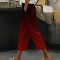 thumbnail image 1 of Baodmurt Pantalon Taille Haute pour Femmes, Capris Raccourcis à Cordon, Pantalons de Survêtement pour les Vacances, Rouge P, 1 of 5