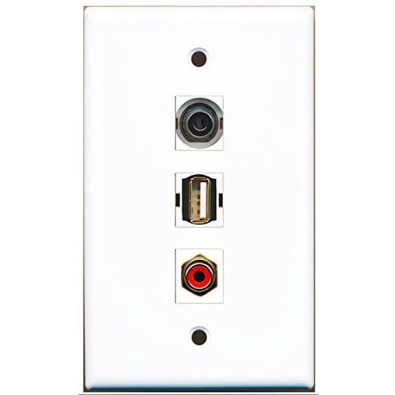 RiteAV - 1 Port RCA Red and 1 Port USB A-A and 1 Port 3.5mm Wall Plate