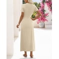 thumbnail image 4 of Merokeety Womens Summer T Shirt Dresses Crew Neck Tie Waist Midi Dress Apricot s, 4 of 6