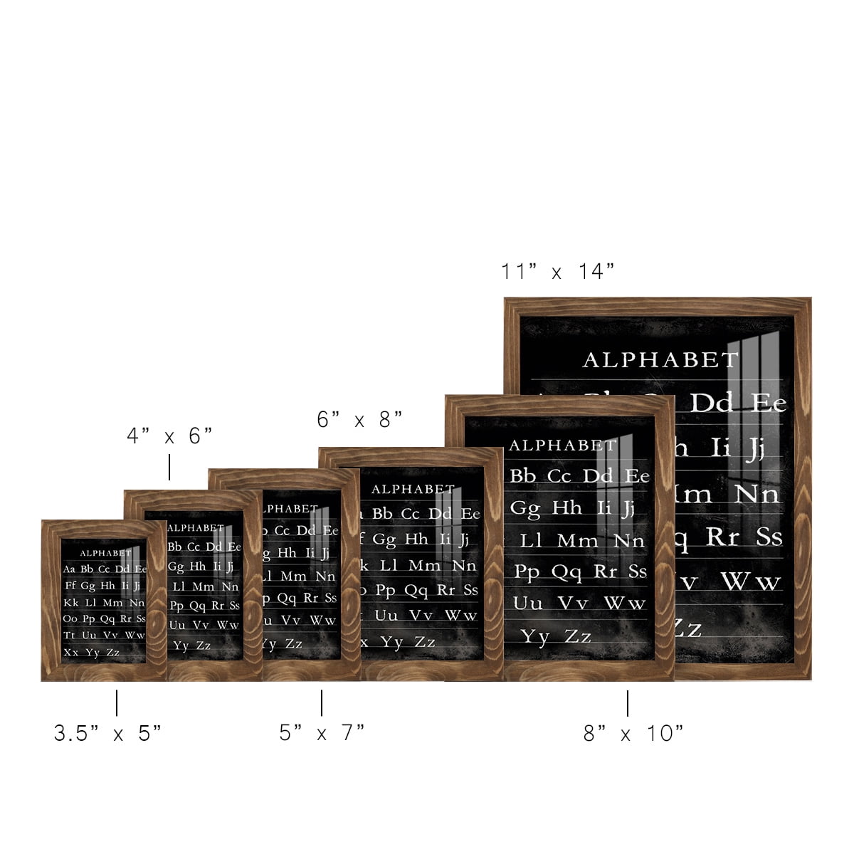 Alphabet Chart - Framed Print w/glass - Walnut