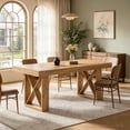 thumbnail image 4 of Fnova 63'' Farmhouse Dining Table for 4-6 People, Rectangular Dinner Table with Sturdy X-Shaped Base, for Dining Room, Living Room, Kitchen & Home Office, 4 of 14