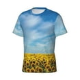 thumbnail image 3 of Yiaed Blooming Sunflower Field Print Mens Short Sleeve Tight Fit T-Shirt, Crewneck Casual Tee-3X-Large, 3 of 5
