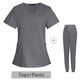 thumbnail image 1 of Traje quirúrgico con escote en V dividido, ropa de hospital para mujeres, ropa de cepillado de manos, ropa de trabajo de enfermera de manga corta elástica con estampado, 1 of 6
