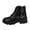 Black#5, variant on Purcolt Ankle Boots for Women Dressy Casual PU Leather Round Toe Block Heel Lace-up Short Booties Comfort Slip on Dress Shoes Streetwear with Side Zipper