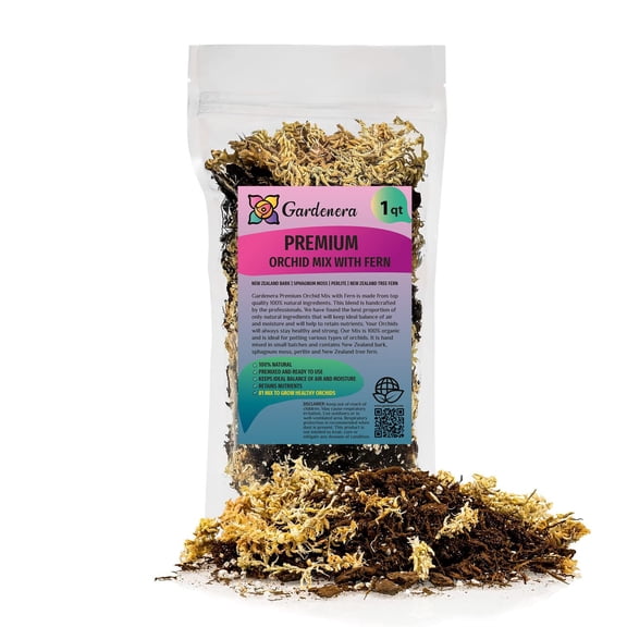 ⭐ Gardenera Labs Premium Orchid Potting Soil - 1 QUART - Made with the Finest Ingredients - Fern, Pine Bark, Sphagnum Moss and Perlite | For Healthy Orchids
