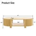 thumbnail image 5 of GZXS 47" Oval Fluted Coffee Table with Storage, Solid Rubber Wood Coffee Table with 4 Doors and Open Shelf, Modern Center Table for Living Space, Natural, 5 of 9