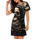 thumbnail image 2 of Easygdp Gold Rose Skull Camisón de manga corta para mujer, informal, estampado, 2 of 6