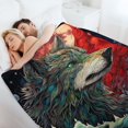 thumbnail image 7 of Colorful Lone Wolf Flannel Throw Blanket for Gifts for Women Men Girls Boys All Seasons, 7 of 7
