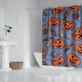 thumbnail image 2 of Spooky Halloween Night Shower Curtain Pumpkin Black Cat Pattern Waterproof Bathroom Drapes,72x84 inch Shower Curtain, 2 of 6