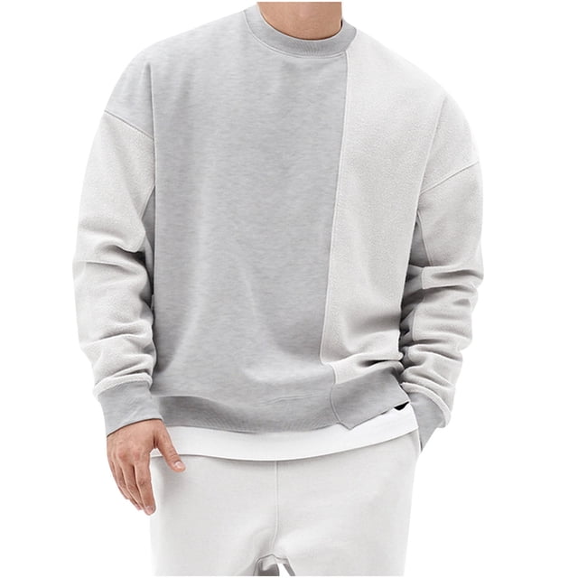 RKSTN Chandails à Capuchon pour Hommes Mode d'Automne Chandail Doux Décontracté Patchwork Mode Col Rond Chandail Chaud à Enfiler Blouse Chandail pour Hommes