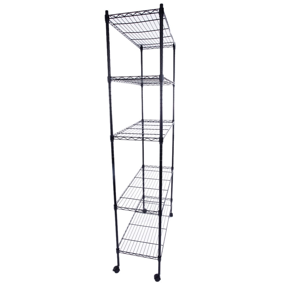 Lowestbest 5-Layer Storage Rack Garage Shelves, Chrome Plated shelf with 1.5" Nylon Wheels Lowestbest 5-Layer Storage Rack Garage Shelves, Chrome Plated shelf with 1.5" Nylon Wheels