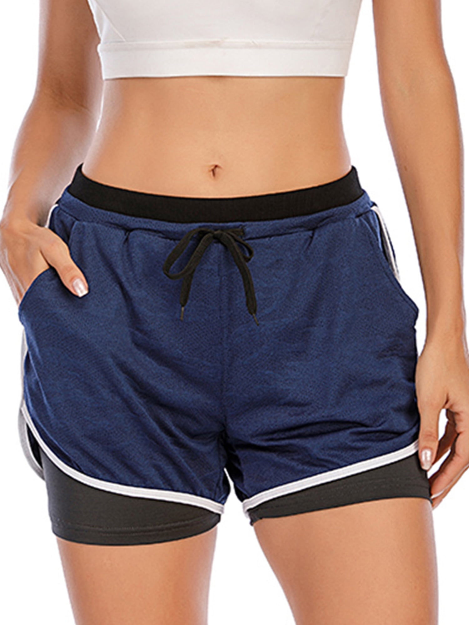 Women Workout Training Fitness Running Shorts Double Layer Active Yoga Gym  Sport Shorts With Pockets - Walmart.com