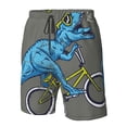 thumbnail image 6 of Uemuo Fun Riding Dinosaur Pattern Men's Swim Trunks Hawaiian Beach Bathing Suit Swimsuits Beach Quick-Dry Shorts with Pockets-Large, 6 of 9