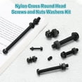 thumbnail image 5 of Uxcell 15 Set M6x25mm Nylon Plastic Cross Round Head Screw Phillips Bolts Hex Nuts Flat Washers Assortment Kit, Metric Full Thread Bolt Fasteners for DIY Machine Assembly, Black, 5 of 7