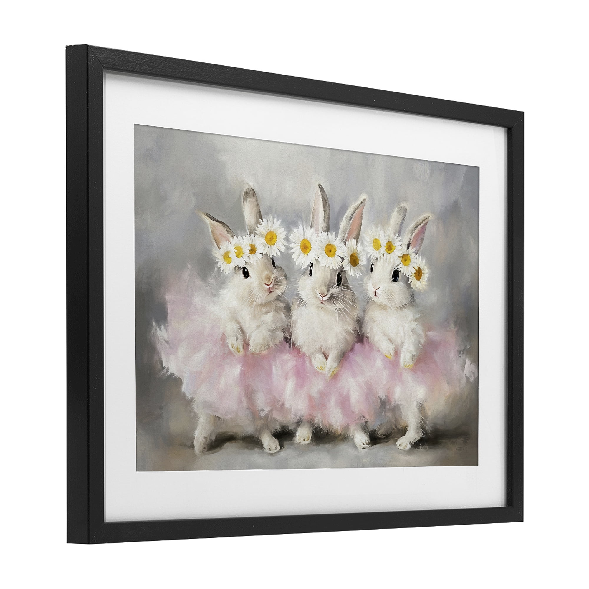 Stupell Industries Dancing Bunnies in Tutus Black Framed Print Under Glass, design by Tina LeCour