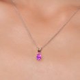thumbnail image 3 of Gem Stone King 14K White Gold Pink Created Sapphire and Red Garnet Pendant Necklace for Women | 1.03 Cttw | Gemstone September Birthstone | Pear Shape 8X5MM | With 18 inch Chain, 3 of 6
