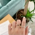 thumbnail image 2 of HOOUN Fashion Women Finger Ring Pearls Crystal Elastic Beads Jewelry Gifts Adjustable -Green, 2 of 9