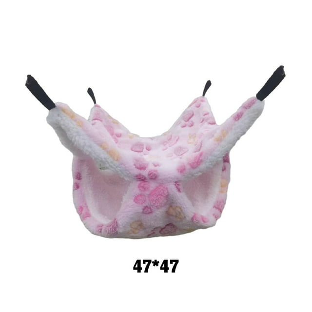 Baohd Hamac Suspendu pour Petits Animaux - Cachette Douce et Fiable pour Cochons d'Inde, Furets et Rats, Double Couche Durable, Pieds Roses 47*47