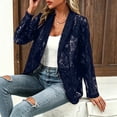 thumbnail image 4 of Trgacdwlo Women's Lace Blazer Open Front Sheer Mesh Blazer Coats Elegant Long Sleeve Casual Lightweight Dressy Summer Jacket Navy S, 4 of 5