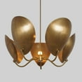 thumbnail image 3 of 1950's Mid Century 5 Light Curved Disk Shades Handmade Mid Century Modern Brass Sputnik Chandelier Ceiling Fixture, 3 of 4