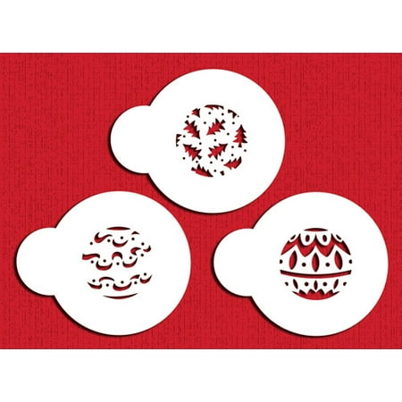 

Designer Stencils C244 Mini Christmas Balls Cookie and Cupcake Stencils Beige/semi-transparent