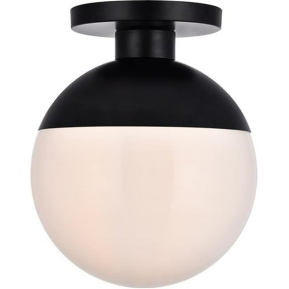 Eclipse 1 Light Flush Mount Ceiling Light with Frosted White Glass, Black