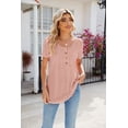 thumbnail image 4 of Summer Circle Smocked Button Short Sleeve Tuxedo Women's T-Shirt Top, 4 of 8
