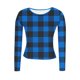 thumbnail image 5 of RKSTN Women's Long Sleeve Ribbed Knitted Shirts Oversized Crewneck Plaid Print Slim T Shirts Top Womens Casual Plus Size Round Neck Checkered Printed Stretch Loose Comfy Tee Fall Spring Clothes, 5 of 7