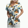 thumbnail image 5 of TOWED22 Scrubs for Women V Neck Short Sleeve Printed Tops Cartoon Pattern Plus Size Nursing with Pockets(Brown,XXL), 5 of 5