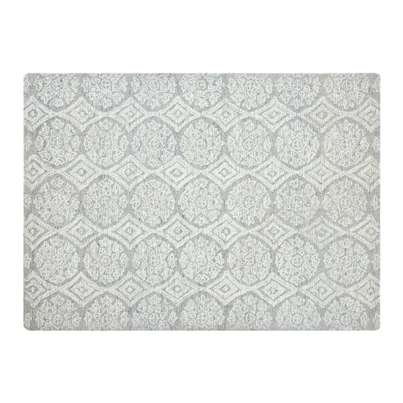 Better Homes & Gardens Suzani Light Grey Medallion Wool Indoor Area Rug, 5' x 7'