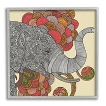 Stupell Industries Elephant Wildlife Detailed Floral Pattern Mandala Shapes Graphic Art Gray Framed Art Print Wall Art, Design by Valentina Harper