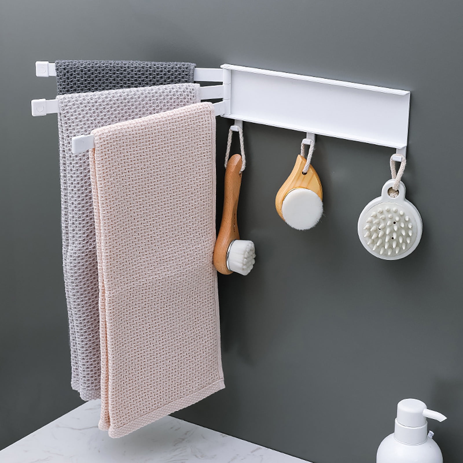 4-Layer Rotary Towel Rack Holder Swivel kitchen Bathroom Wall Towel Rack Shelf