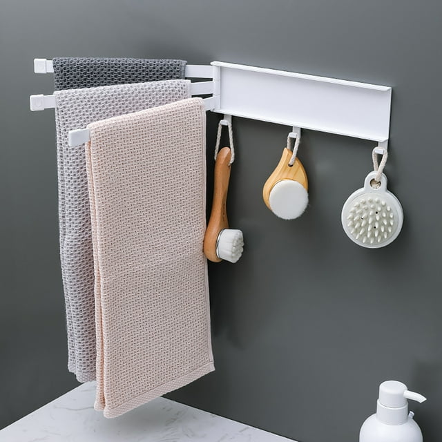 Agiferg Non Perforated Rotary Towel Rack Wall Mounted Shelf For Bathroom