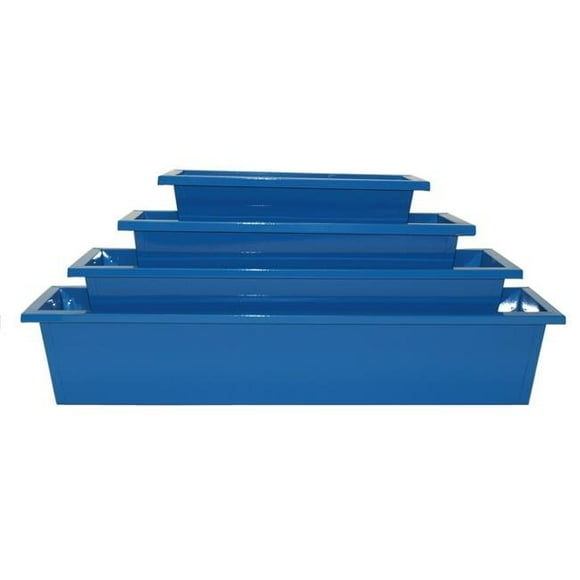 Houston International Trading 8625E B S-4 Émaillé Jardinières Rectangulaires Galvanisées, Bleu - Lot de 4
